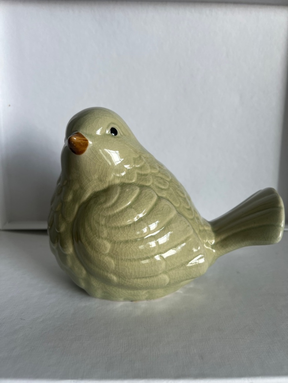 Ceramic Bird Figurine in Sage Green